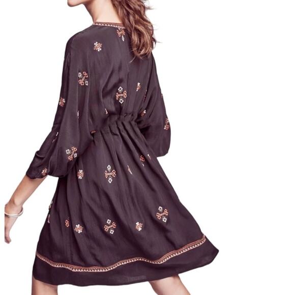 Twelfth street Cynthia Vincent embroidered drawstring kaftan dress boho sz M - Picture 2 of 9